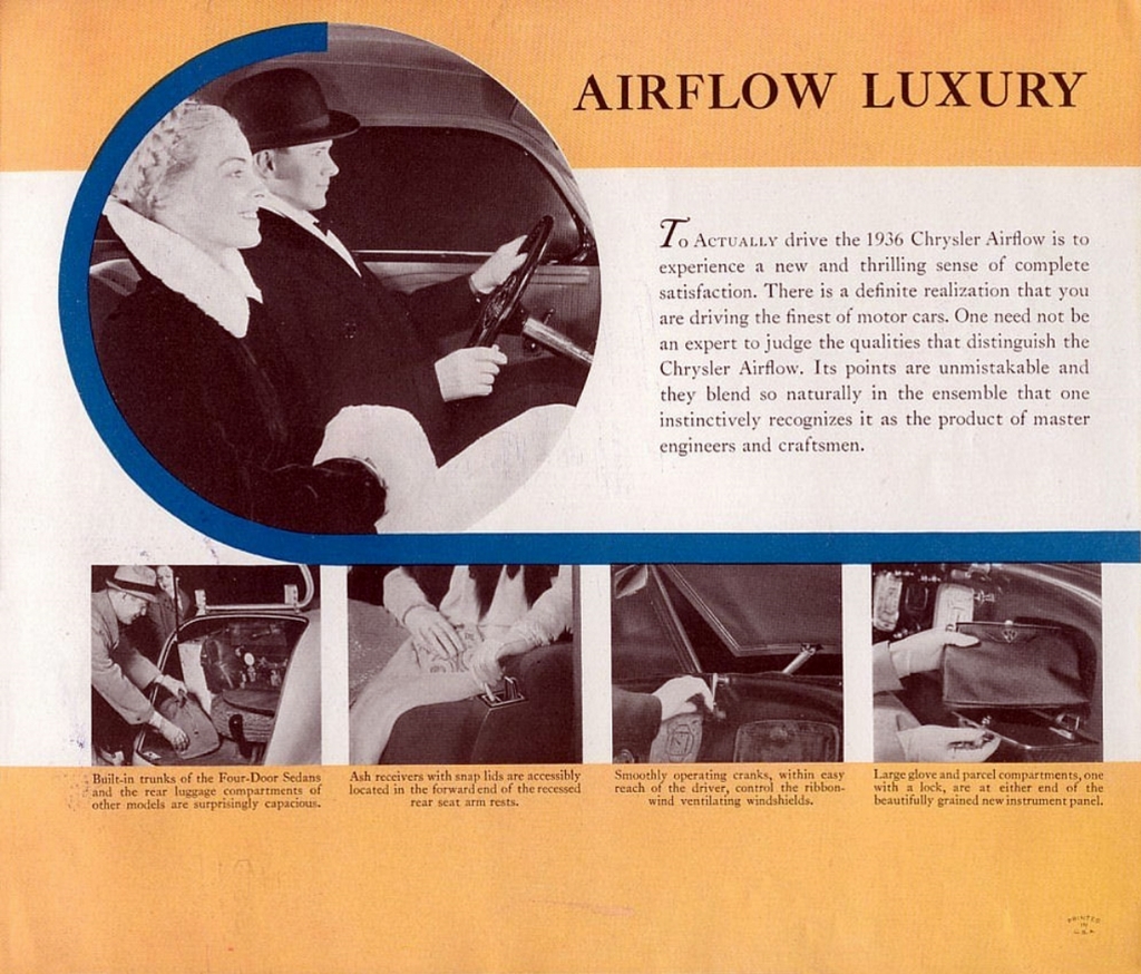 1936 Chrysler Airflow Export Brochure Page 1